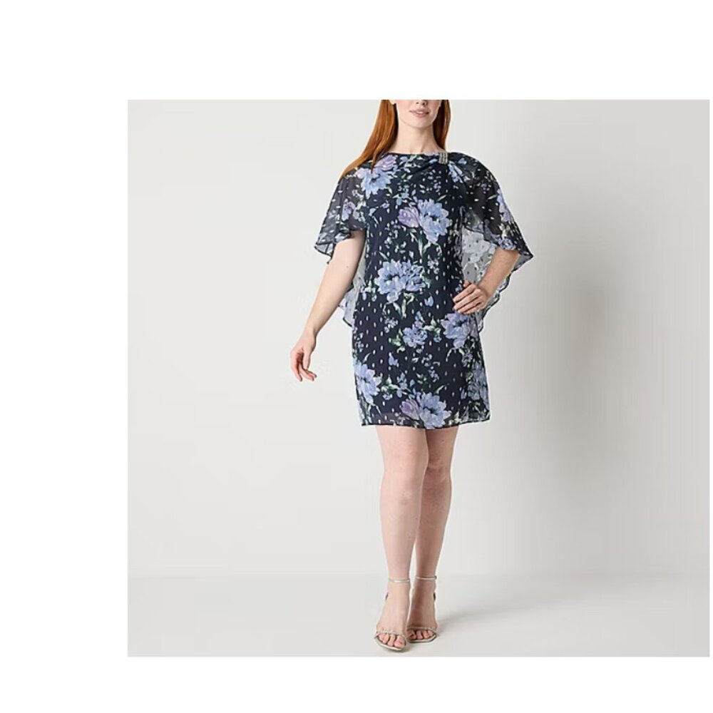 JH Evenings Blue Floral Dress
